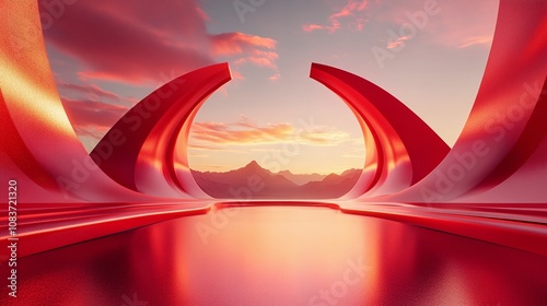 E-commerce natural landscape event promotion red scene