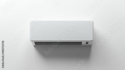 Ductless mini-split AC on a white background, top view, sharp details photo