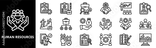 Human Resources icon collection set. Containing design business, recruitment, job, hr, career, management, employee