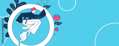 People exercising healthy running vector internet operation illustration
