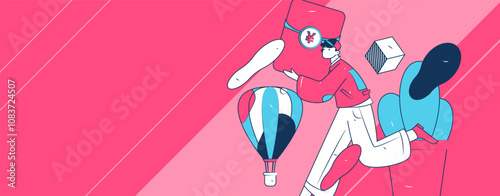 People exercising healthy running vector internet operation illustration
