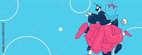 People exercising healthy running vector internet operation illustration
