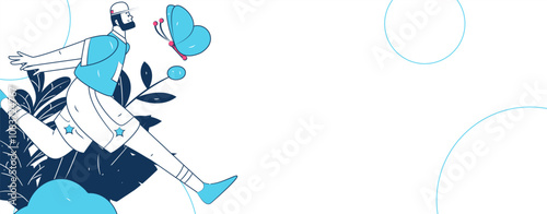 People exercising healthy running vector internet operation illustration
