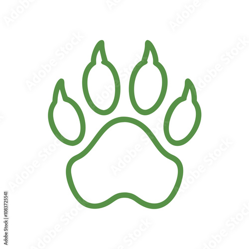 Green wildlife paw icon symbolizing nature and ecology