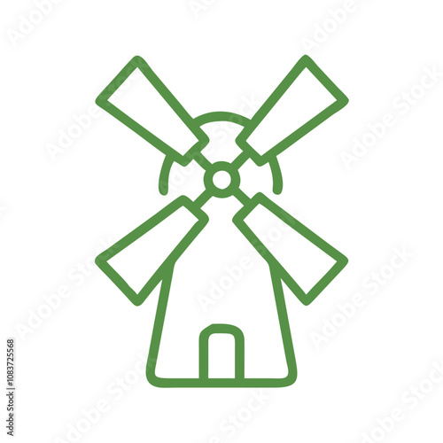 Green windmill icon symbolizing ecology and renewable energy 