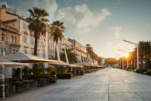 Promenade in Split old town in Croatia photo