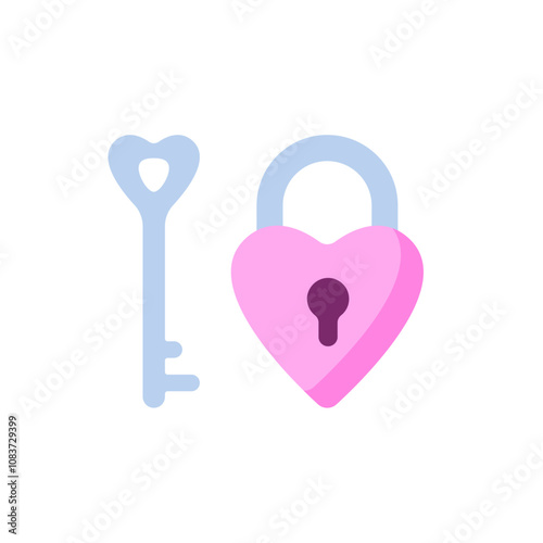 Key Lock, isolated flat illustration in transparent background