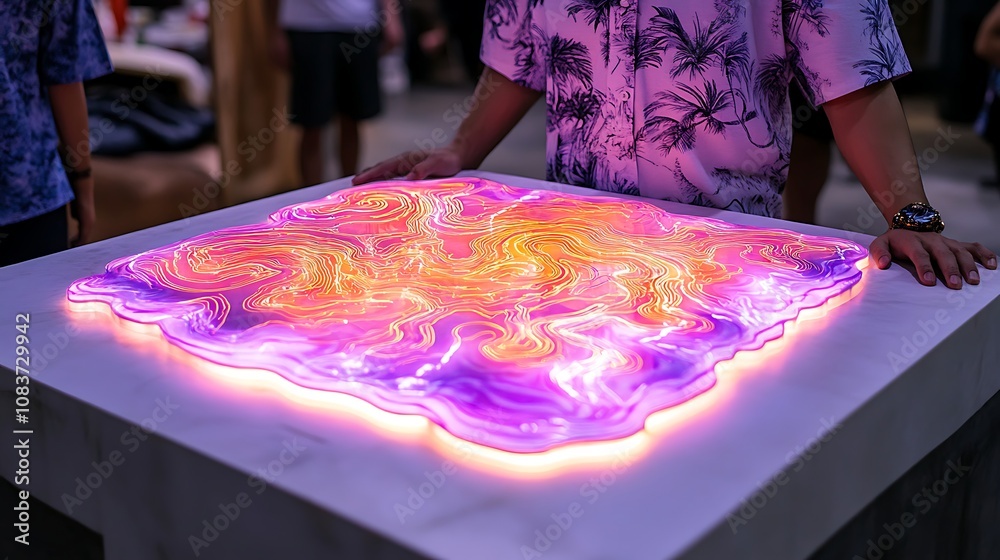 Obraz premium Artistic light display exhibition artwork indoor close-up modern design