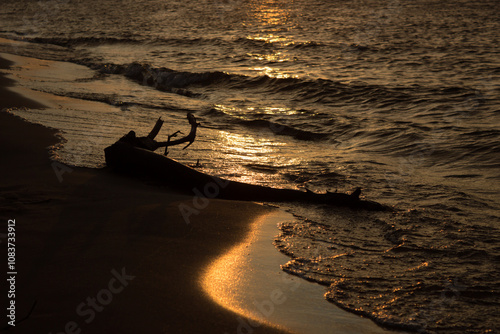 Sunset over the Volga river. Samara, Russia.