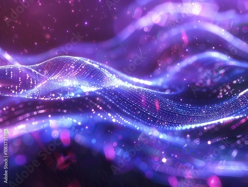Vibrant abstract light waves in a landscape