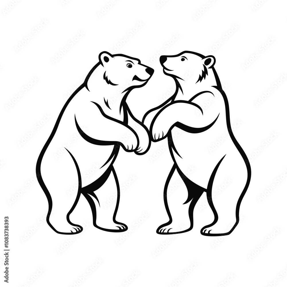 Fototapeta premium Polar bear outline Clipart - Cute Polar bear Vector illustration