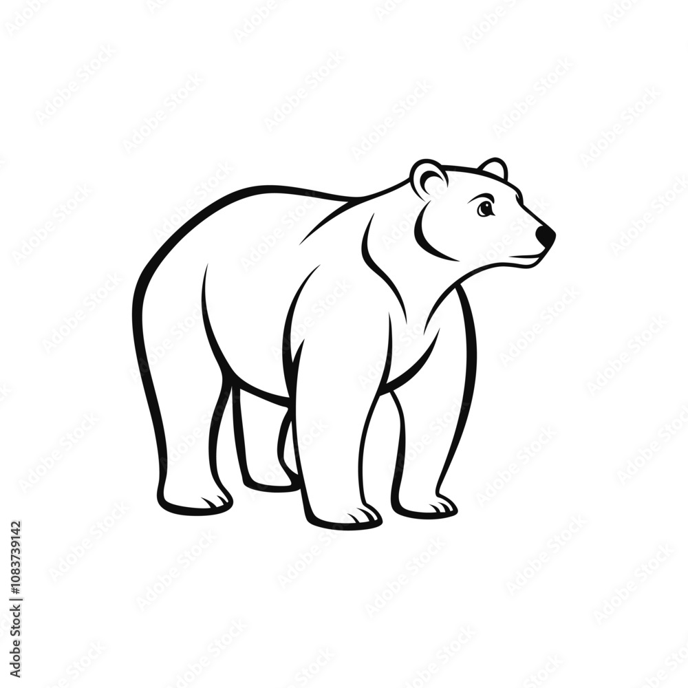 Fototapeta premium Polar bear outline Clipart - Cute Polar bear Vector illustration