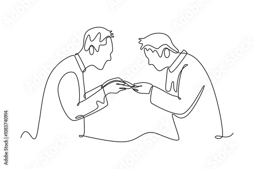 Charity and donation concept. Single line draw design vector graphic illustration.