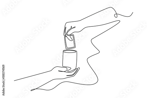 Charity and donation concept. Single line draw design vector graphic illustration.