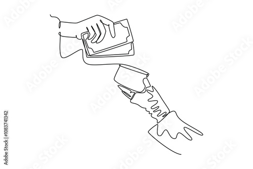Charity and donation concept. Single line draw design vector graphic illustration.