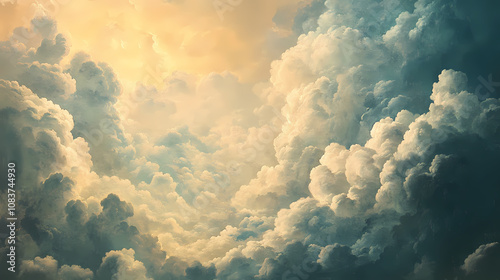 Wallpaper Mural Vintage clouds painting in renaissance style. Renaissance. Illustration Torontodigital.ca