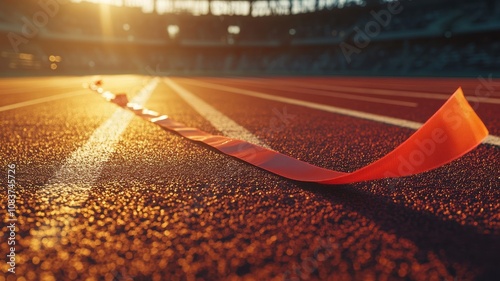 Finish Line Ribbon in Athlete Track,Marathon runner,Running sport,flat vector,champion, winner,Illustration,Athletics all weather running track texture finish text,Business Success Concept.