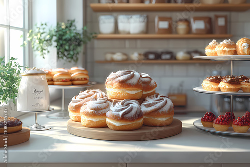 A bakery with a modern minimalist style and a flat design