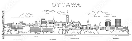 Ottawa cityscape line art vector illustration