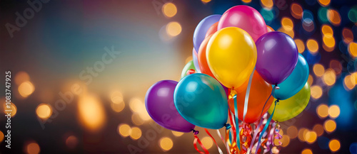 background banner with colorful balloons for decoration,