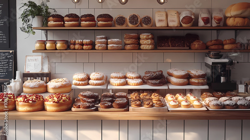 A bakery with a modern minimalist style and a flat design