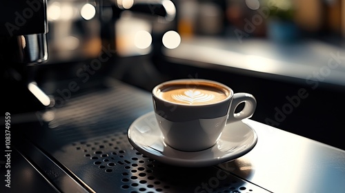 A close-up of a ristretto with a blurred background, ideal for adding promotional content photo