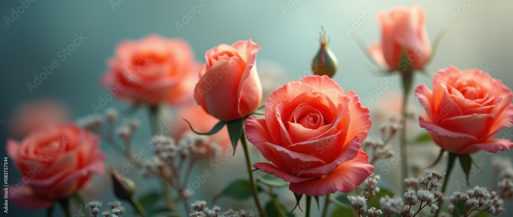 Obraz premium Pink Roses, Pink Roses and soft texture background photo.
