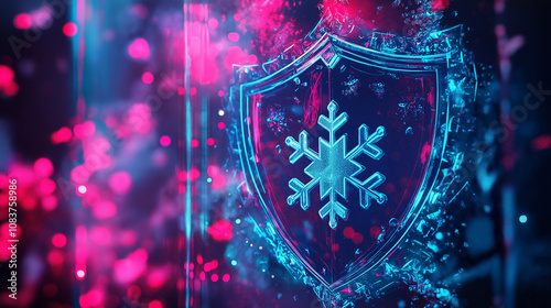 Cybersecurity Themed Splash Art with Christmas Motifs
