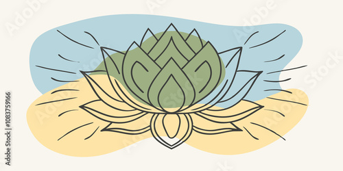 Radiant Waves Illustrate a heart chakra as a green lotus flower at the center with golden waves or ripples emanating from its core spreading warmth and light into the surrounding