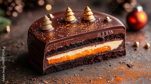 Luxurious chocolate candy with orange liqueur filling side view