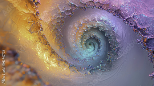 Futuristic Abstract Background : Digital spiral with iridescent light glowing in vibrant colors