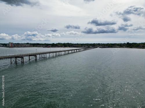 Wallpaper Mural High Angle View of Hythe Town's Ocean and Beach in Kent, England Great Britain. Aerial Footage Was Captured with Drone's Camera During Hot Weather of May 17th, 2024 Torontodigital.ca
