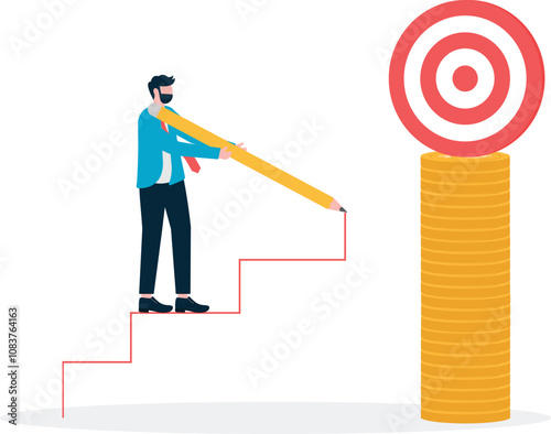 workers draw a ladder for themselves leading to the target.

