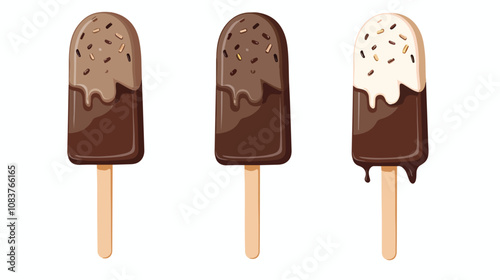 Vintage Chocolate Ice Cream Stick Illustration