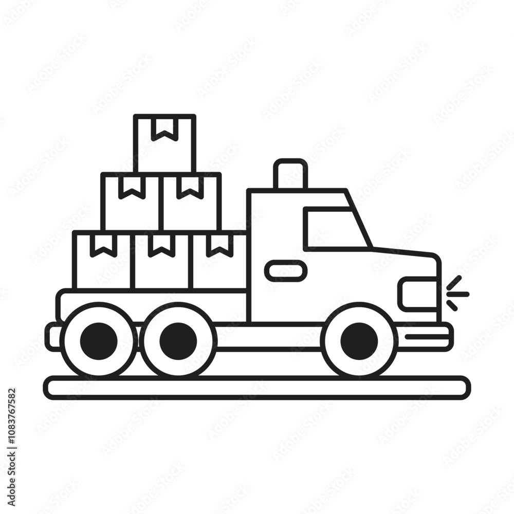 Fototapeta premium Delivery truck icon vector on white background
