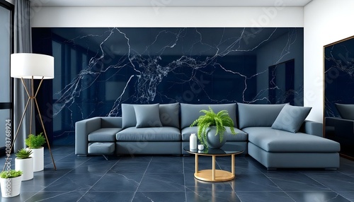 Photo modern style interior room 3d illustration,White and gold theme interior modern minimalism photo realism