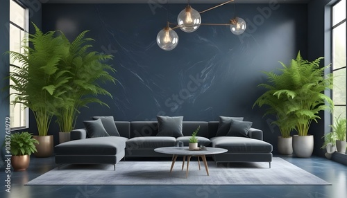 Photo modern style interior room 3d illustration,White and gold theme interior modern minimalism photo realism