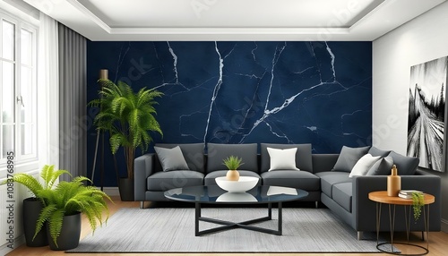 Photo modern style interior room 3d illustration,White and gold theme interior modern minimalism photo realism