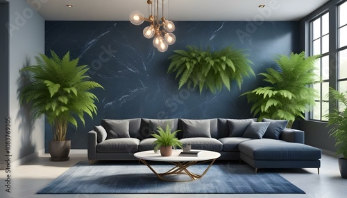 Photo modern style interior room 3d illustration,White and gold theme interior modern minimalism photo realism