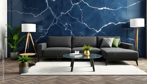 Photo modern style interior room 3d illustration,White and gold theme interior modern minimalism photo realism