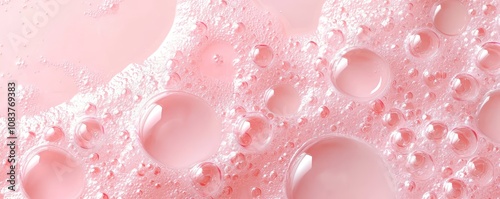 Texture of a bubbly serum or oil. Skin care product with room for text.