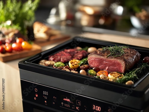 Sous vide cooking offering precise temperature control for perfectly cooked meats and vegetables photo