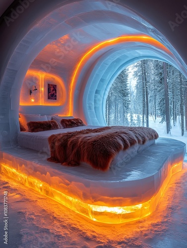 Apartment in a hotel built of ice