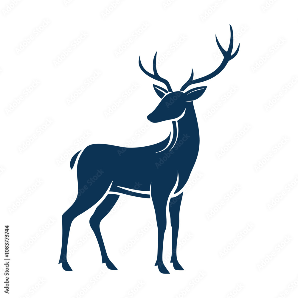 Fototapeta premium Alone Deer Vector Design – Majestic Wildlife Illustration for Nature and Wilderness Themes