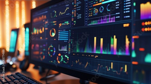 Wallpaper Mural Computer Screen Displaying Financial Data Charts and Graphs Torontodigital.ca