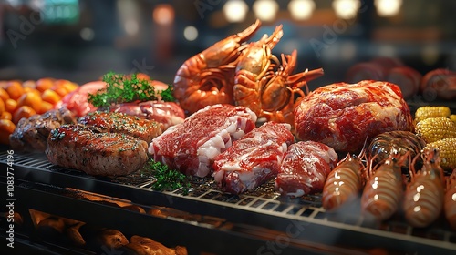 Wallpaper Mural Assortment of Meat and Seafood in 16K Resolution Ultra-High Definition Torontodigital.ca
