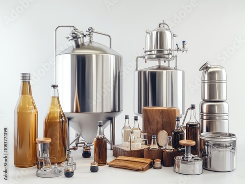 Brewing fermentation equipment, showcasing the tools and vessels used for small and large-scale fermentation