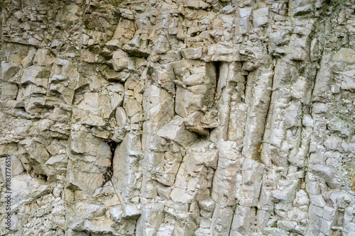 Sedimentary rock soil, composed of chalk, marl and limestone, on champagne vineyards in village Hautvillers in Marne valley, Champange, France, soil sample, nature soil background photo