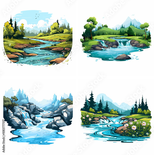 Water river flowing stream current creek freshwater riverbanks rippling tranquil nature land