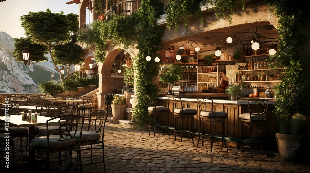 Fototapeta premium A photo of a modern Italian trattoria